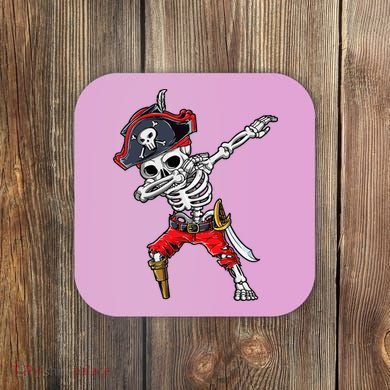 Dabbing Skeleton Pirate Halloween Coaster
