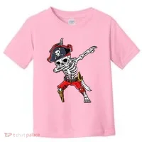 Dabbing Skeleton Pirate Halloween Toddler T-Shirt thumb 0