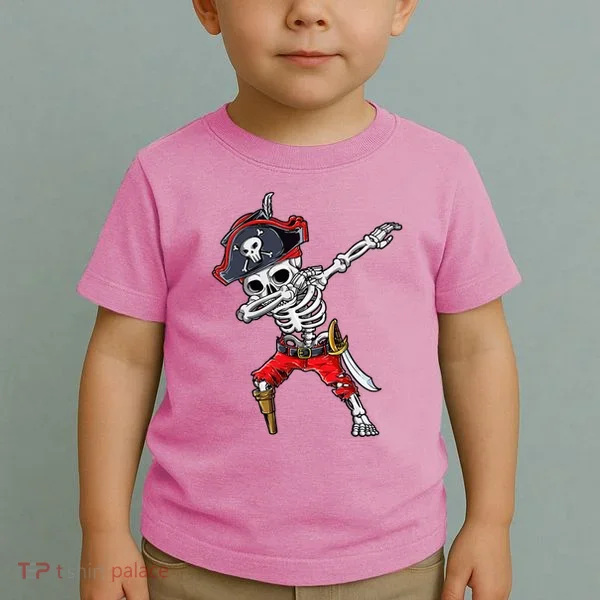 Dabbing Skeleton Pirate Halloween Toddler T-Shirt