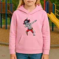 Dabbing Skeleton Pirate Halloween Kids Hoodie thumb 3