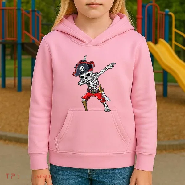 Dabbing Skeleton Pirate Halloween Kids Hoodie