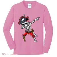 Dabbing Skeleton Pirate Halloween Kids Long Sleeve Shirt thumb 0