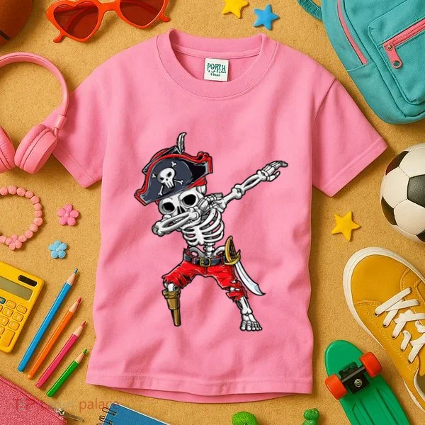 Dabbing Skeleton Pirate Halloween Kids T-Shirt