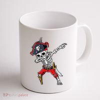 Dabbing Skeleton Pirate Halloween Coffee Mug thumb 1