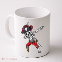 Dabbing Skeleton Pirate Halloween Coffee Mug thumb 0