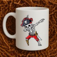 Dabbing Skeleton Pirate Halloween Coffee Mug thumb 2