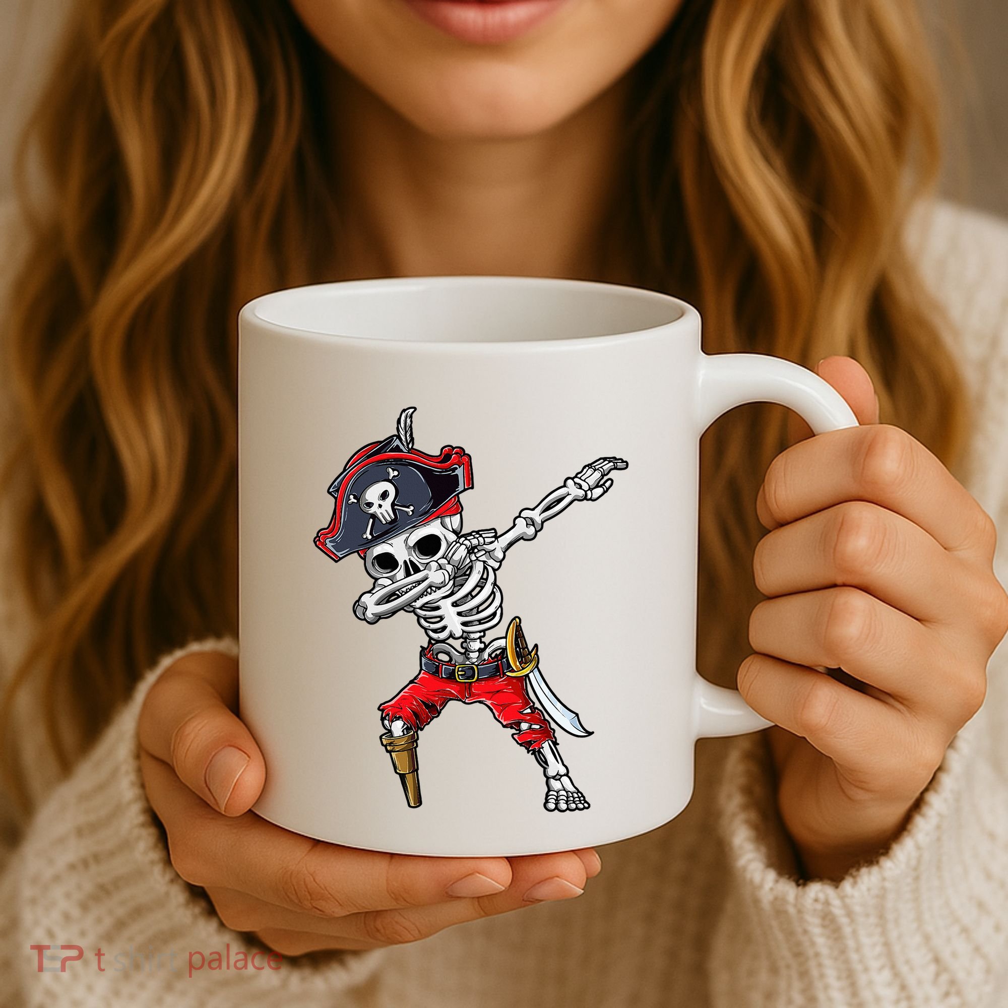 Dabbing Skeleton Pirate Halloween Coffee Mug