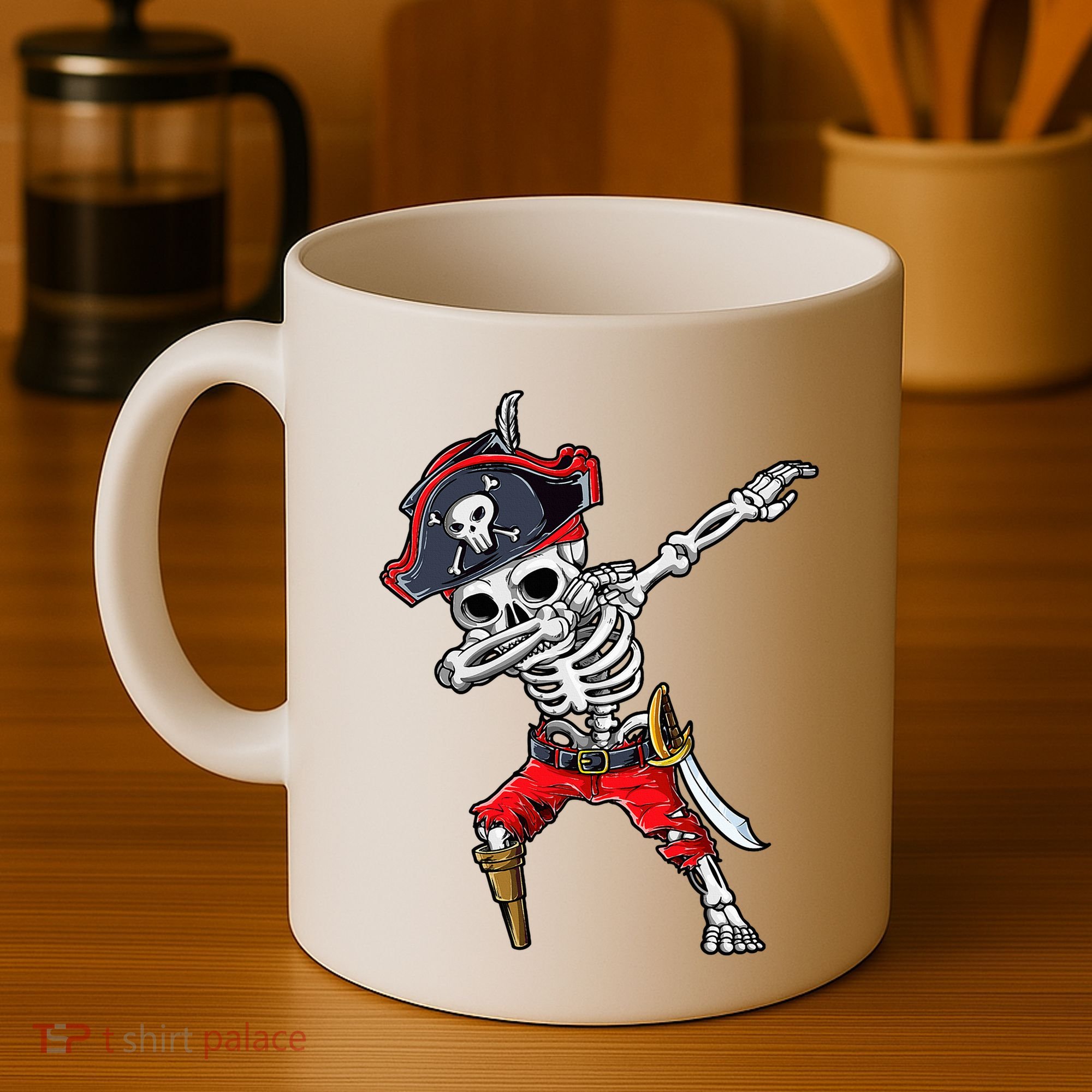 Dabbing Skeleton Pirate Halloween Coffee Mug