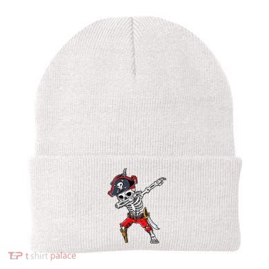 Dabbing Skeleton Pirate Halloween Beanie