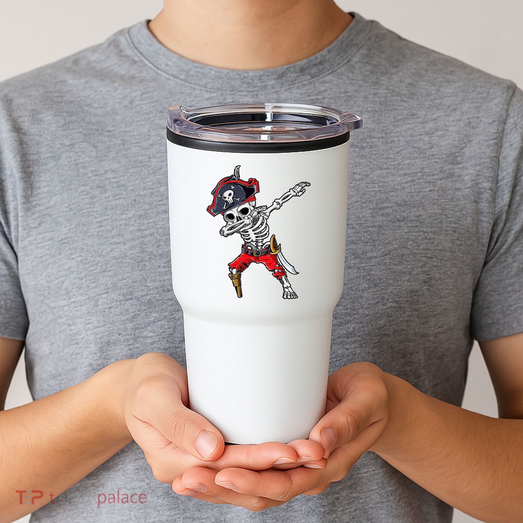 Dabbing Skeleton Pirate Halloween Tumbler