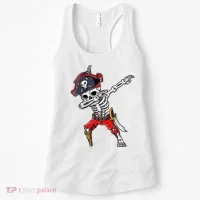 Dabbing Skeleton Pirate Halloween Women's Tank Top thumb 0