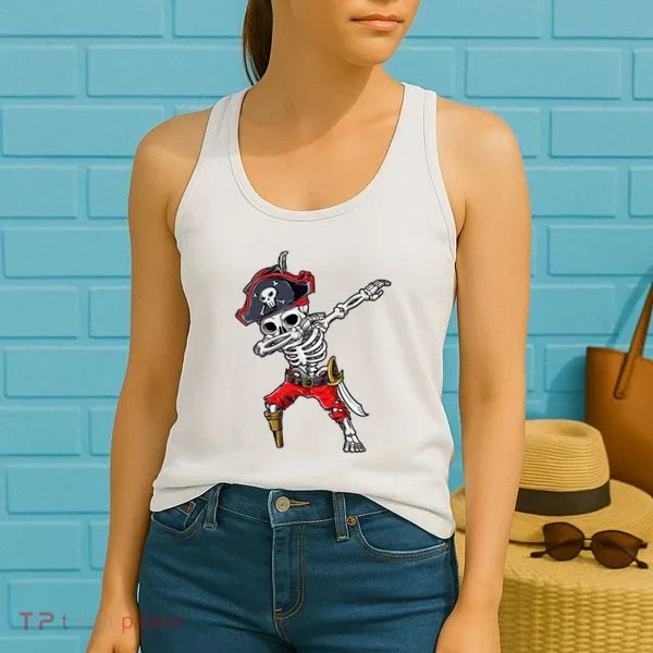 Dabbing Skeleton Pirate Halloween Women's Tank Top