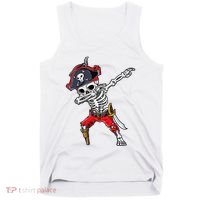 Dabbing Skeleton Pirate Halloween Tank Top thumb 0