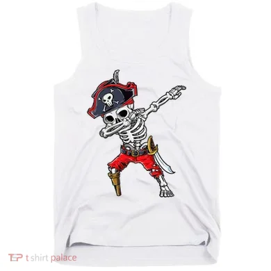 Dabbing Skeleton Pirate Halloween Tank Top