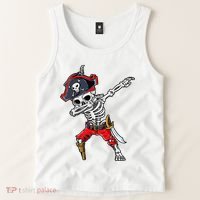 Dabbing Skeleton Pirate Halloween Tank Top thumb 2