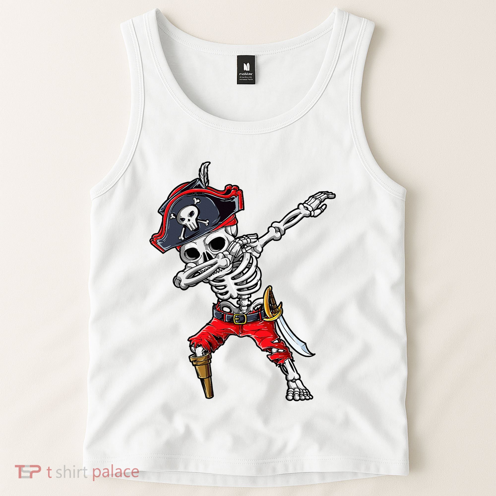 Dabbing Skeleton Pirate Halloween Tank Top