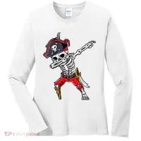 Dabbing Skeleton Pirate Halloween Women's Long Sleeve Shirt thumb 0