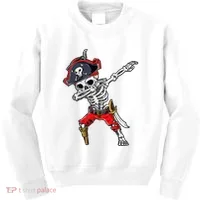 Dabbing Skeleton Pirate Halloween Kids Sweatshirt thumb 0