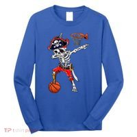 Dabbing Skeleton Pirate And Basketball Ball Halloween Costume Cute Gift Long Sleeve Shirt thumb 0