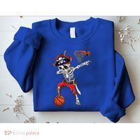 Dabbing Skeleton Pirate And Basketball Ball Halloween Costume Cute Gift Sweatshirt thumb 2