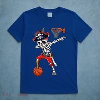 Dabbing Skeleton Pirate And Basketball Ball Halloween Costume Cute Gift T-Shirt thumb 5