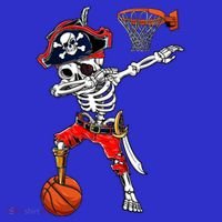Dabbing Skeleton Pirate And Basketball Ball Halloween Costume Cute Gift T-Shirt thumb 7