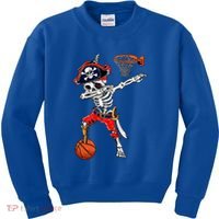 Dabbing Skeleton Pirate And Basketball Ball Halloween Costume Cute Gift Kids Sweatshirt thumb 0
