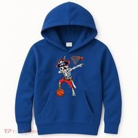 Dabbing Skeleton Pirate And Basketball Ball Halloween Costume Cute Gift Kids Hoodie thumb 0
