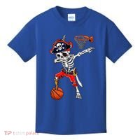 Dabbing Skeleton Pirate And Basketball Ball Halloween Costume Cute Gift Kids T-Shirt thumb 0