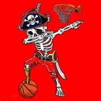 Dabbing Skeleton Pirate And Basketball Ball Halloween Costume Cute Gift Santa Hat thumb 1