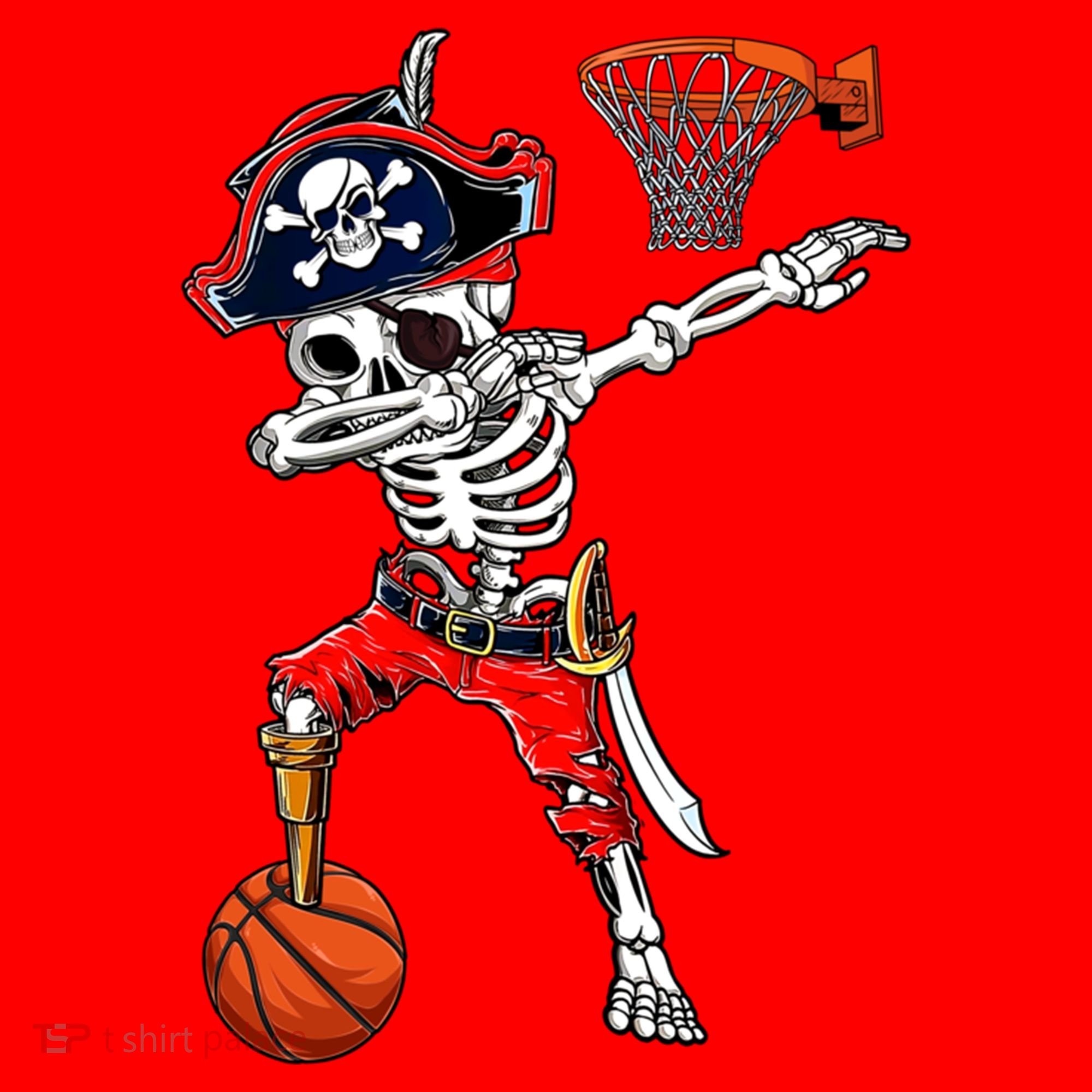 Dabbing Skeleton Pirate And Basketball Ball Halloween Costume Cute Gift Santa Hat