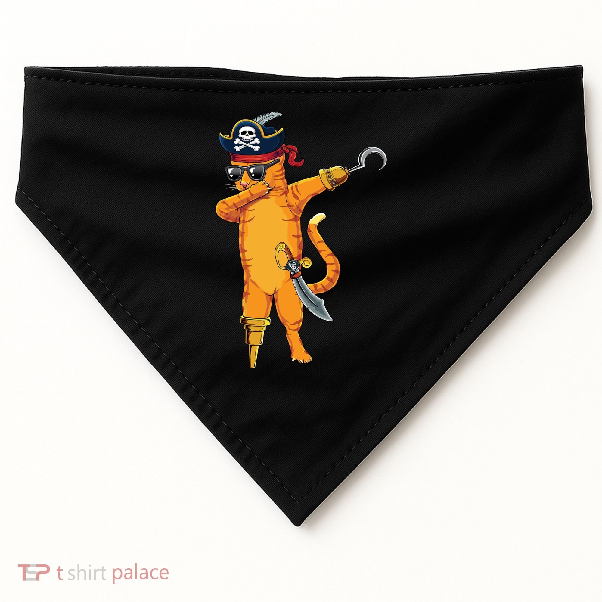 Dabbing Spooky Pirate Cat Halloween Costume Great Gift USA-Made Doggie Bandana