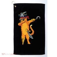 Dabbing Spooky Pirate Cat Halloween Costume Great Gift Golf Towel thumb 0