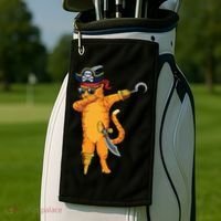 Dabbing Spooky Pirate Cat Halloween Costume Great Gift Golf Towel thumb 2