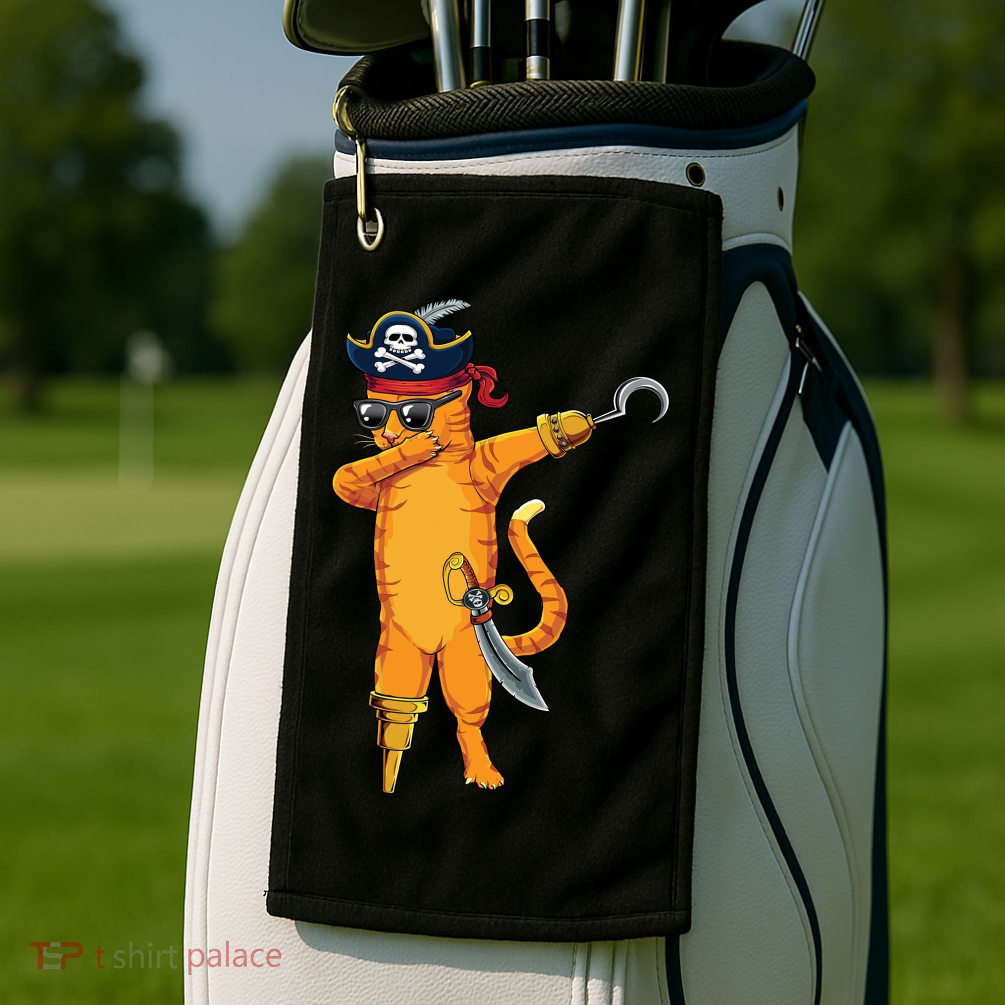 Dabbing Spooky Pirate Cat Halloween Costume Great Gift Golf Towel