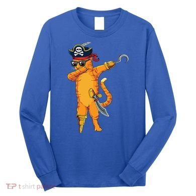 Dabbing Spooky Pirate Cat Halloween Costume Great Gift Long Sleeve Shirt