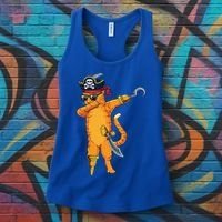 Dabbing Spooky Pirate Cat Halloween Costume Great Gift Women's Tank Top thumb 3