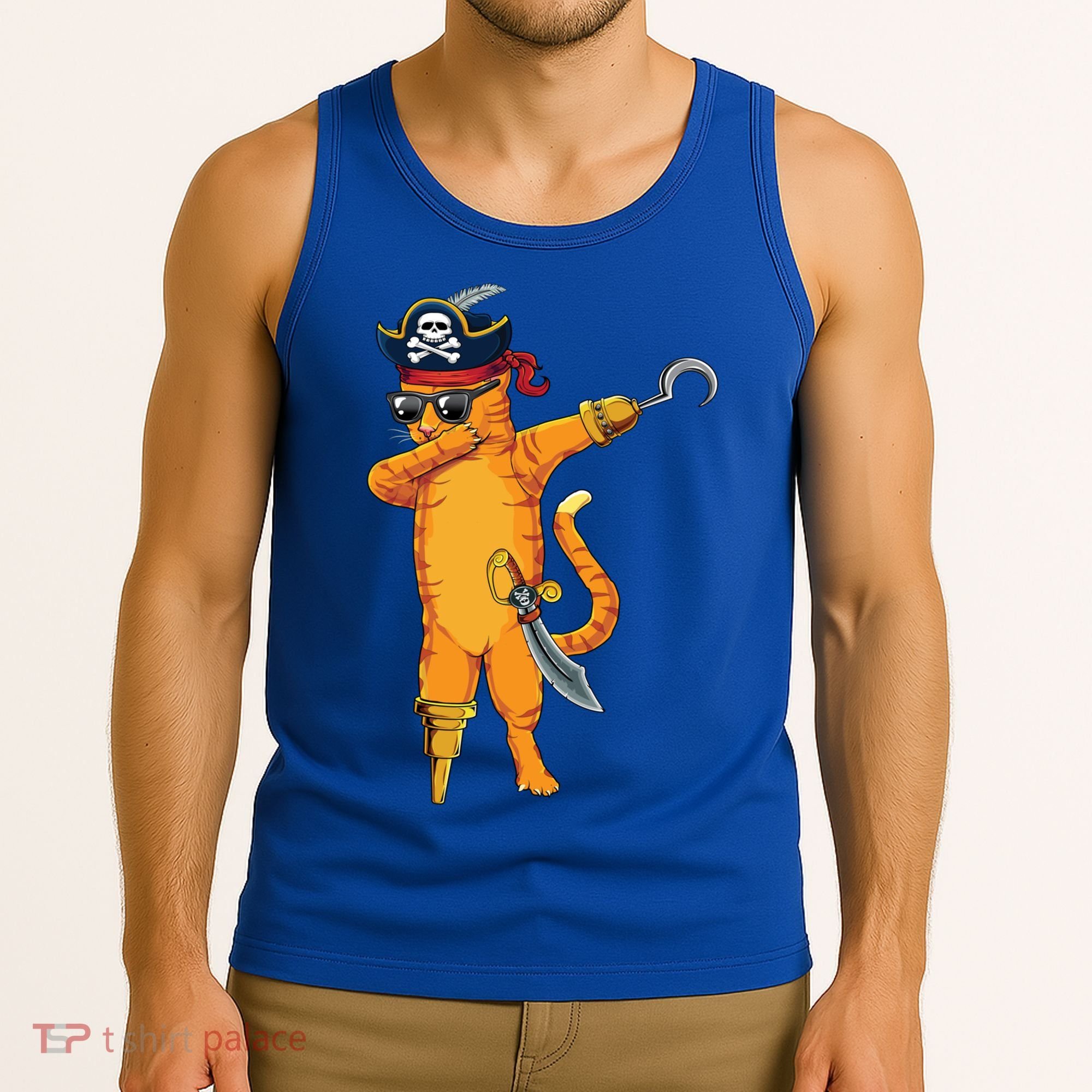 Dabbing Spooky Pirate Cat Halloween Costume Great Gift Tank Top