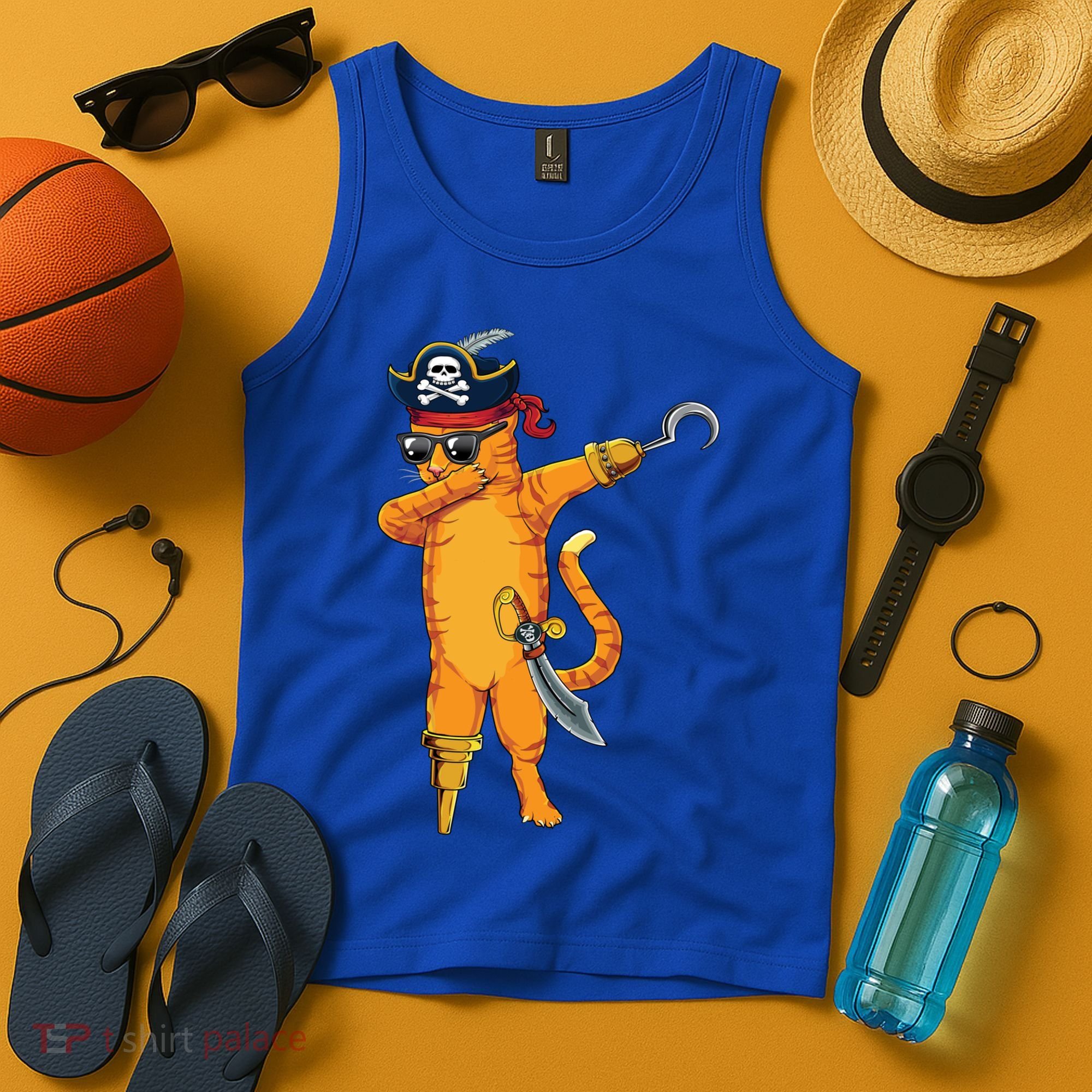 Dabbing Spooky Pirate Cat Halloween Costume Great Gift Tank Top