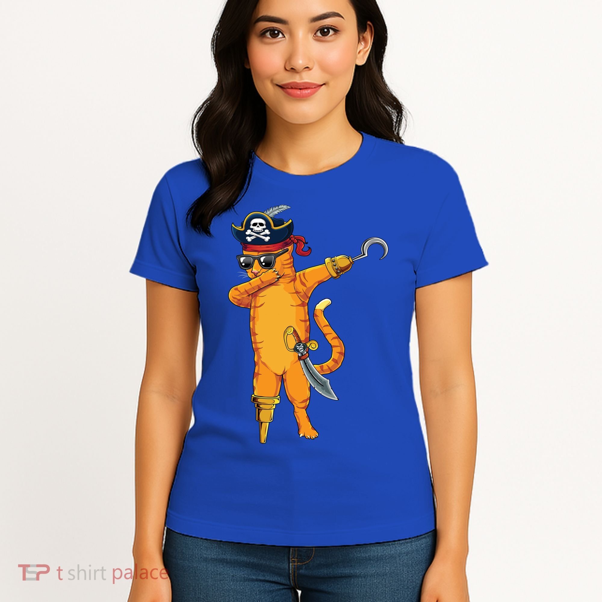 Dabbing Spooky Pirate Cat Halloween Costume Great Gift Women's T-Shirt
