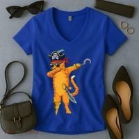 Dabbing Spooky Pirate Cat Halloween Costume Great Gift Women's V-Neck T-Shirt thumb 2