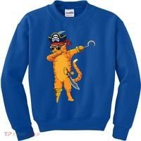 Dabbing Spooky Pirate Cat Halloween Costume Great Gift Kids Sweatshirt thumb 0