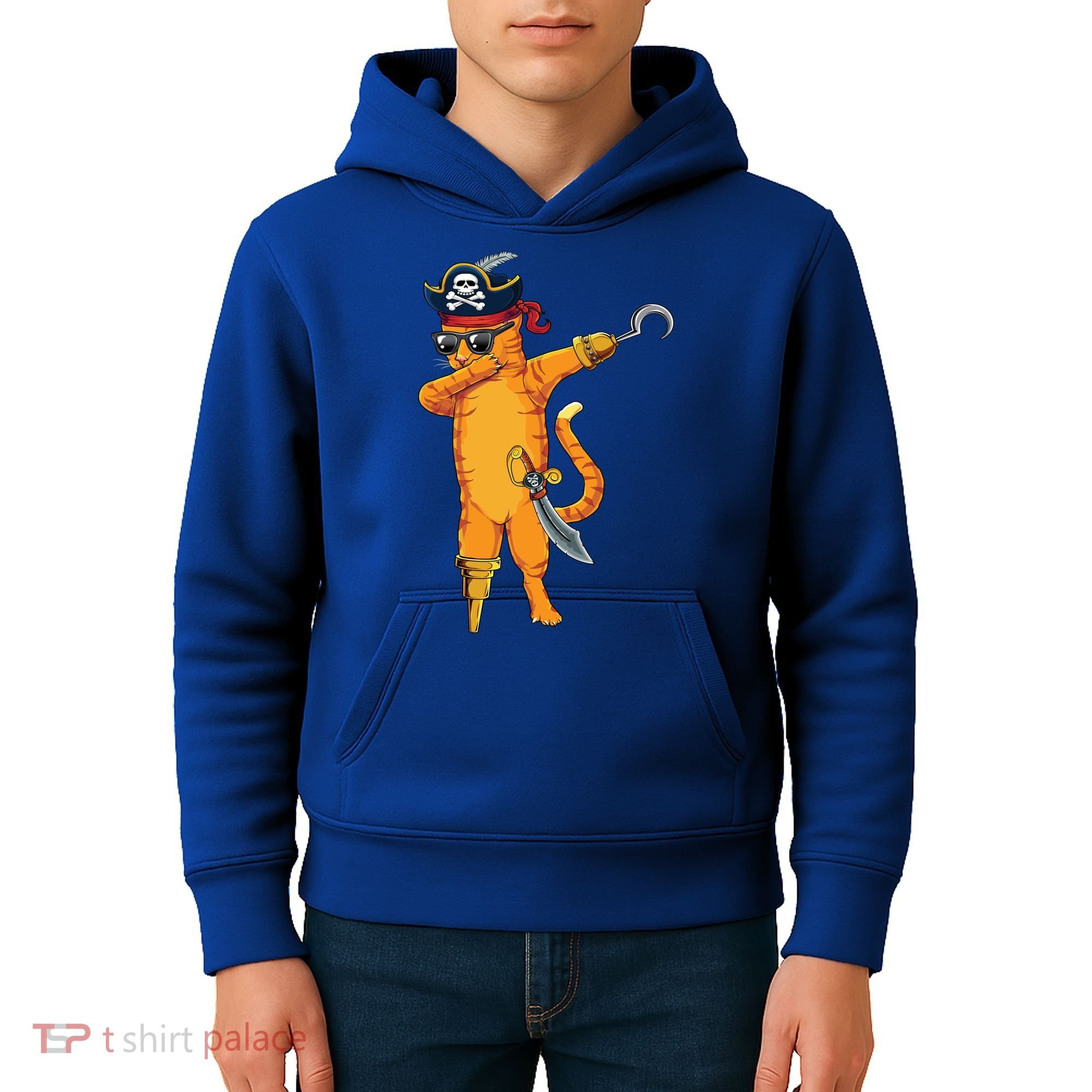 Dabbing Spooky Pirate Cat Halloween Costume Great Gift Kids Hoodie