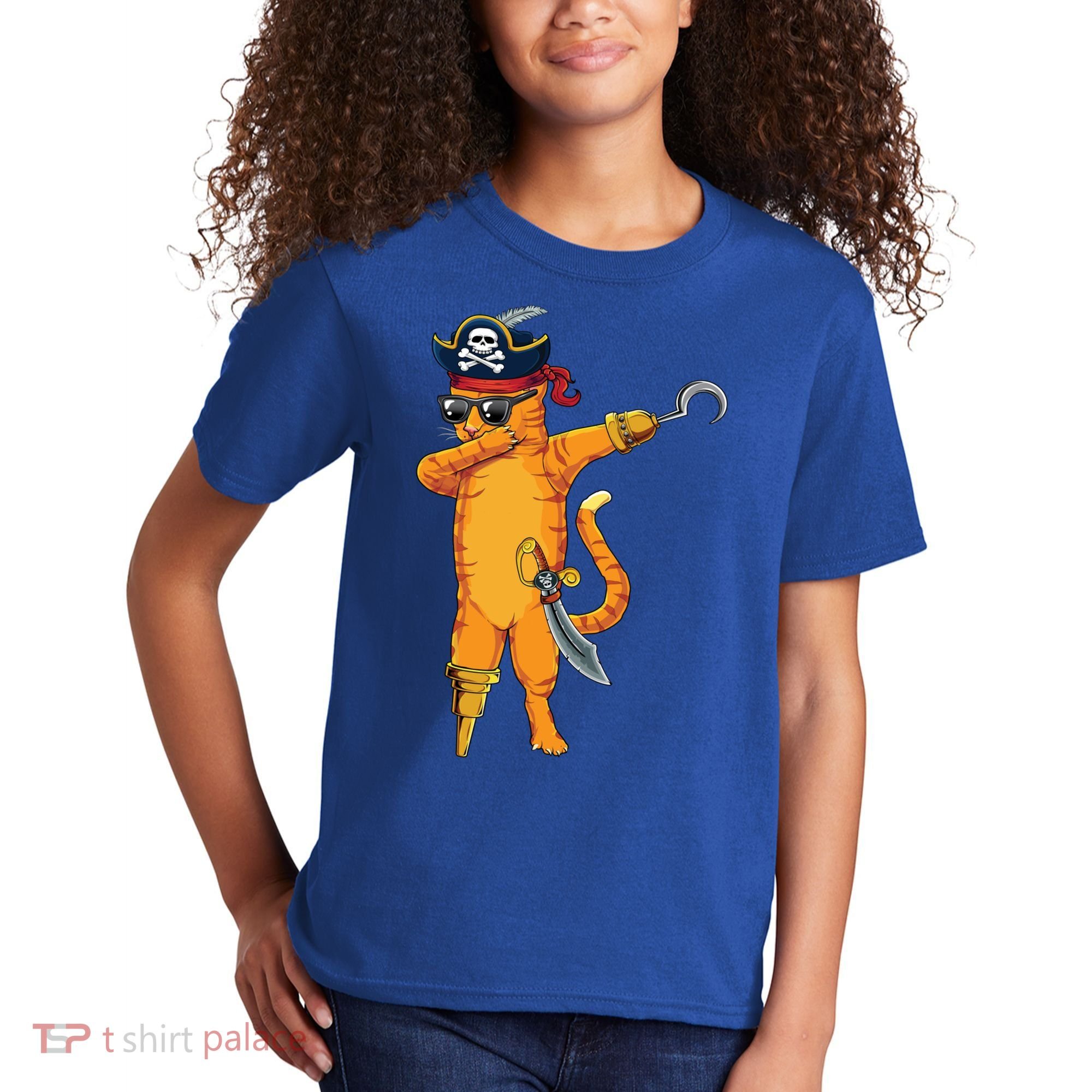 Dabbing Spooky Pirate Cat Halloween Costume Great Gift Kids T-Shirt
