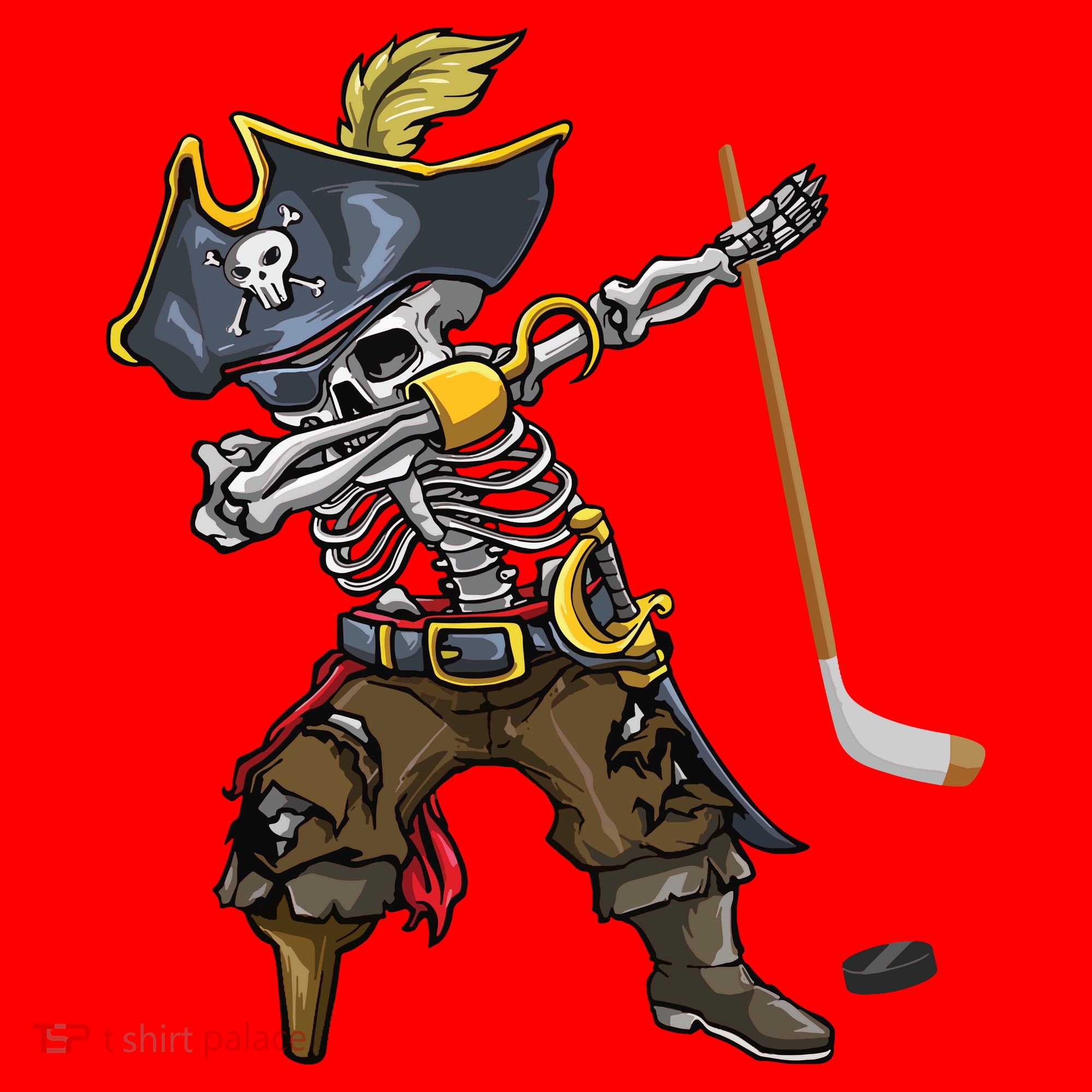 Dabbing Skeleton Pirate Hockey Lover Halloween Costume Santa Hat
