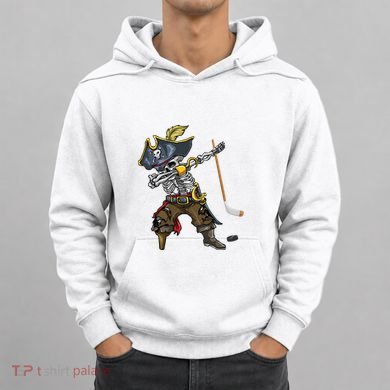 Dabbing Skeleton Pirate Hockey Lover Halloween Costume Hoodie