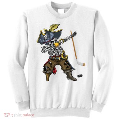 Dabbing Skeleton Pirate Hockey Lover Halloween Costume Sweatshirt
