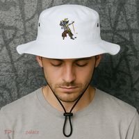 Dabbing Skeleton Pirate Hockey Lover Halloween Costume Bucket Hat thumb 2
