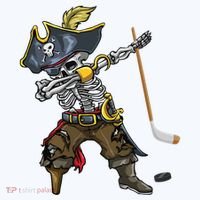 Dabbing Skeleton Pirate Hockey Lover Halloween Costume Bucket Hat thumb 4