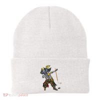 Dabbing Skeleton Pirate Hockey Lover Halloween Costume Beanie thumb 0
